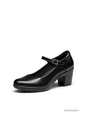 Mary Jane Heels with Arch Support Cushioned Block Heel Dress Pumps